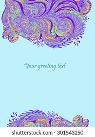 Greeting card or invitation with abstract background. lace hand drawn ornament . vector illustration. 