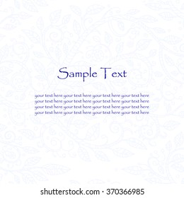 Greeting card or invitation with abstract background. lace hand drawn ornament . vector illustration. light blue  on white