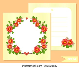 Greeting card, invitation or card banner. Floral design.  