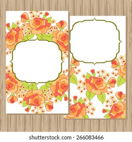 Greeting card, invitation or card banner. Floral design.  
