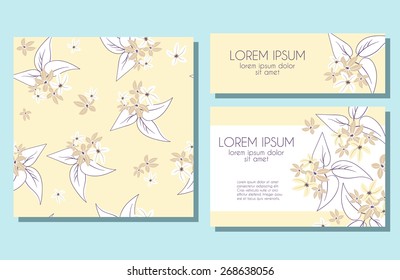 Greeting card, invitation or card banner. Floral design.  