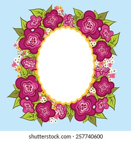  Greeting card, invitation, banner.  Frame for your text with floral background .Vector illustration.