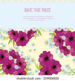 Greeting card, invitation, banner.  Frame for your text with floral background .Vector illustration. 