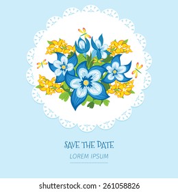 Greeting card, invitation, banner.  Frame for your text with floral background .Vector illustration.