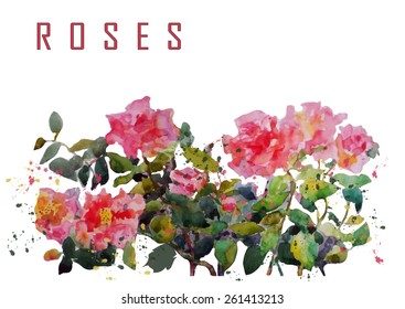 Greeting card, invitation, banner. Frame for your text with floral watercolor background. Vector illustration.