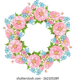 Greeting card, invitation, banner.  Frame for your text with floral background .Vector illustration.