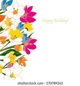 Greeting card, invitation, banner. Frame for your text with floral background. Vector illustration.