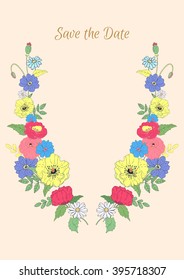 Greeting card, invitation, banner. Frame for your text with floral background. Vector illustration.