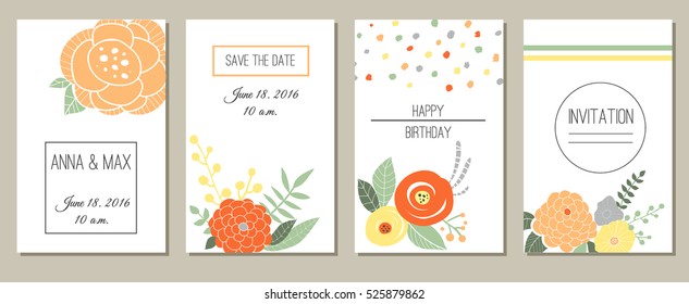 Greeting card, invitation or banner. Template for your design. Plants and herbs vector illustration. Hand Drawn Elements for postcard