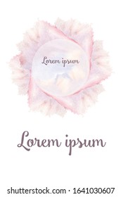 Greeting card invitation, congratulation composition of watercolor stains in the form of a pink-yellow rose and text Lorem ipsum text