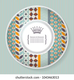 Greeting card or invitation with a decorative plate. Can be used for scrapbook, menu template, print and etc.