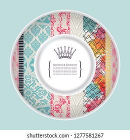 Greeting card or invitation with a decorative plate. Can be used for scrapbook, menu template, print and etc.