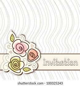 Greeting card or invitation with flower design. Vector illustration with roses.