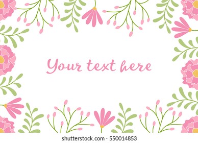 Greeting card or invitation with flowers. Vector illustration