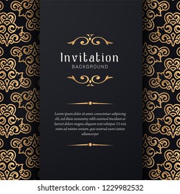 Greeting card invitation gold ornamental pattern background illustration,