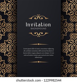 Greeting card invitation gold ornamental pattern background illustration,