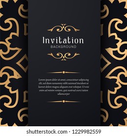 Greeting card invitation gold ornamental pattern background illustration,