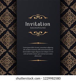 Greeting card invitation gold ornamental pattern background illustration,