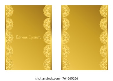 Greeting card or invitation layout design. Graphic template for vintage art traditional, Islamic, Indian, Mediterranean elements. Circular patterns or mandala as a decoration in vector.