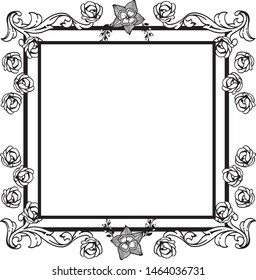 Greeting card, invitation card, with pattern art floral frame. Vector