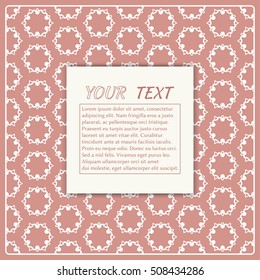 Greeting card or Invitation template. Abstract Line pattern background with simple white square text box design. Geometric linear repeating pattern