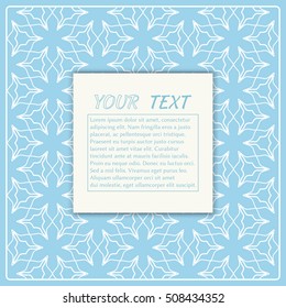 Greeting card or Invitation template. Abstract Line pattern background with simple white square text box design. Geometric linear repeating pattern