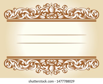 Greeting card / invitation template design. Vintage ornaments on a beige background.