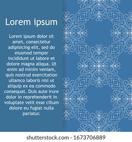Greeting card or invitation template with ornament. Design for any purposes: wedding, birthday, anniversary or christmas