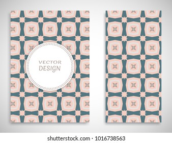 Greeting card or Invitation template set. Colorful pattern collection, brochure, flyer in arabian style. Geometric backgrounds with repeating texture. Ethnic arabic, indian vector cover