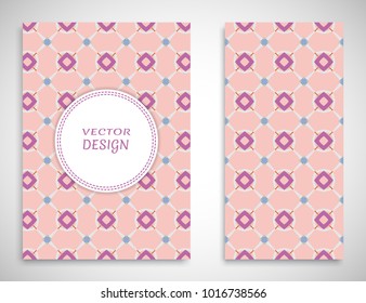 Greeting card or Invitation template set. Colorful pattern collection, brochure, flyer in arabian style. Geometric backgrounds with repeating texture. Ethnic arabic, indian vector cover