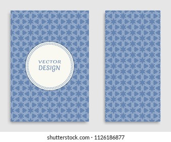 Greeting card or Invitation template set . Line pattern collection, brochure, flyer in arabian style. Geometric backgrounds with repeating texture. Ethnic arabic, indian vector cover