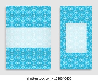 Greeting card or Invitation template set . Line pattern collection, brochure, flyer in arabian style. Geometric backgrounds with repeating texture. Ethnic arabic, indian vector cover