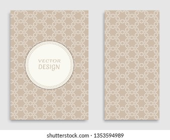 Greeting card or Invitation template set. Line pattern collection, brochure, flyer in arabian style. Geometric backgrounds with repeating texture. Ethnic arabic, indian vector cover