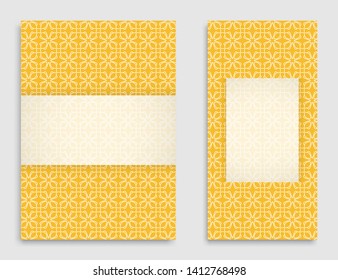 Greeting card or Invitation template set . Line pattern collection, brochure, flyer in arabian style. Geometric backgrounds with repeating texture. Ethnic arabic, indian vector cover