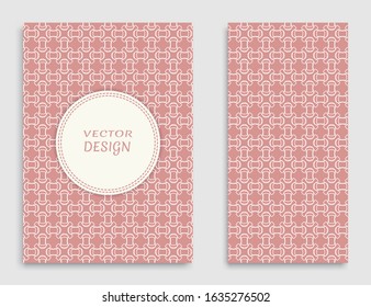 Greeting card or Invitation template set. Line pattern collection, brochure, flyer in arabian style. Geometric backgrounds with repeating texture. Ethnic arabic, indian vector cover