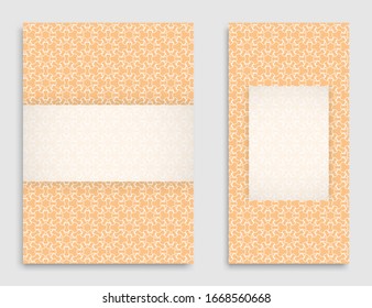 Greeting card or Invitation template set . Line pattern collection, brochure, flyer in arabian style. Geometric backgrounds with repeating texture. Ethnic arabic, indian vector cover