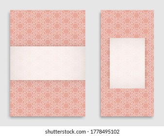 Greeting card or Invitation template set . Line pattern collection, brochure, flyer in arabian style. Geometric backgrounds with repeating texture. Ethnic arabic, indian vector cover