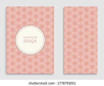 Greeting card or Invitation template set. Line pattern collection, brochure, flyer in arabian style. Geometric backgrounds with repeating texture. Ethnic arabic, indian vector cover