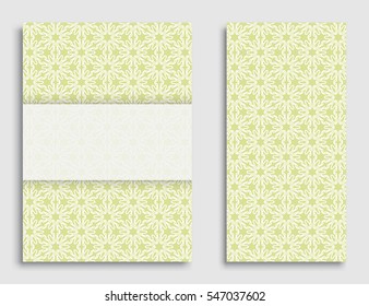 Greeting card or Invitation template set . Line pattern collection, brochure, flyer in arabian style. Geometric backgrounds with repeating texture. Ramadan Kareem vector cover.