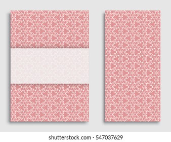 Greeting card or Invitation template set . Line pattern collection, brochure, flyer in arabian style. Geometric backgrounds with repeating texture. Ramadan Kareem vector cover.