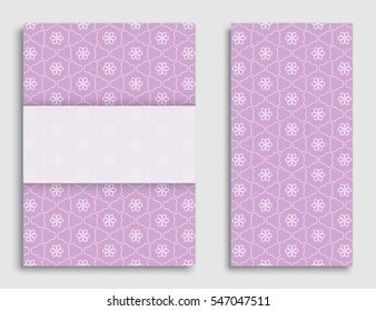 Greeting card or Invitation template set . Line pattern collection, brochure, flyer in arabian style. Geometric backgrounds with repeating texture. Ramadan Kareem vector cover.