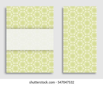 Greeting card or Invitation template set . Line pattern collection, brochure, flyer in arabian style. Geometric backgrounds with repeating texture. Ramadan Kareem vector cover.