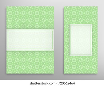 Greeting card or Invitation template set . Line pattern collection, brochure, flyer in arabian style. Geometric backgrounds with repeating texture. Ethnic arabic, indian vector cover