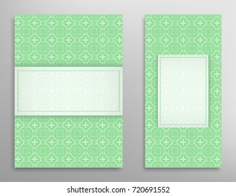 Greeting card or Invitation template set . Line pattern collection, brochure, flyer in arabian style. Geometric backgrounds with repeating texture. Ethnic arabic, indian vector cover