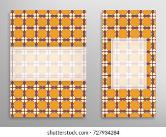 Greeting card or Invitation template set. Colorful pattern collection, brochure, flyer in arabian style. Geometric backgrounds with repeating texture. Ethnic arabic, indian vector cover