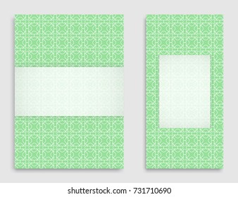 Greeting card or Invitation template set. Line pattern collection, brochure, flyer in arabian style. Geometric backgrounds with repeating texture. Ethnic arabic, indian vector cover