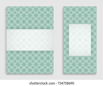 Greeting card or Invitation template set . Line pattern collection, brochure, flyer in arabian style. Geometric backgrounds with repeating texture. Ethnic arabic, indian vector cover