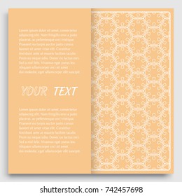 Greeting card or Invitation template set. Line pattern collection, brochure, flyer in arabian style. Geometric backgrounds with repeating texture. Ethnic arabic, indian vector cover
