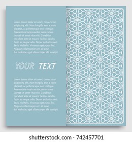 Greeting card or Invitation template set. Line pattern collection, brochure, flyer in arabian style. Geometric backgrounds with repeating texture. Ethnic arabic, indian vector cover
