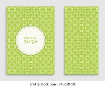 Greeting card or Invitation template set . Line pattern collection, brochure, flyer in arabian style. Geometric backgrounds with repeating texture. Ethnic arabic, indian vector cover